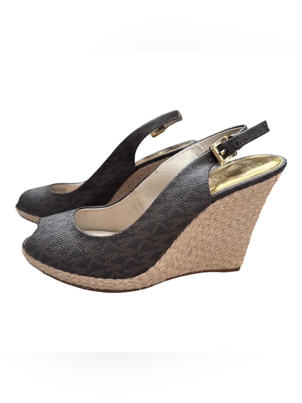 Michael Kors Black Logo Wedge Espadrille Slingbacks